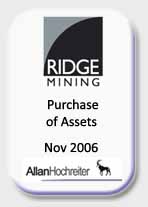 Ridge Mining Purchase of Assets