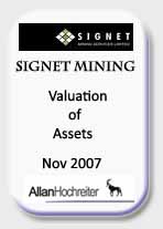 Signet Mining Valuation of Assets Tombstone