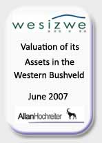 Valuation, Wesizwe, June 07